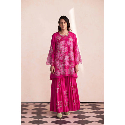 One Not Two Hot Pink Sharara with Kurti and Slip (Set of 3)