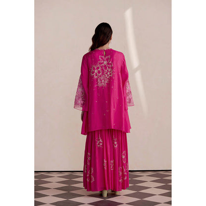 One Not Two Hot Pink Sharara with Kurti and Slip (Set of 3)