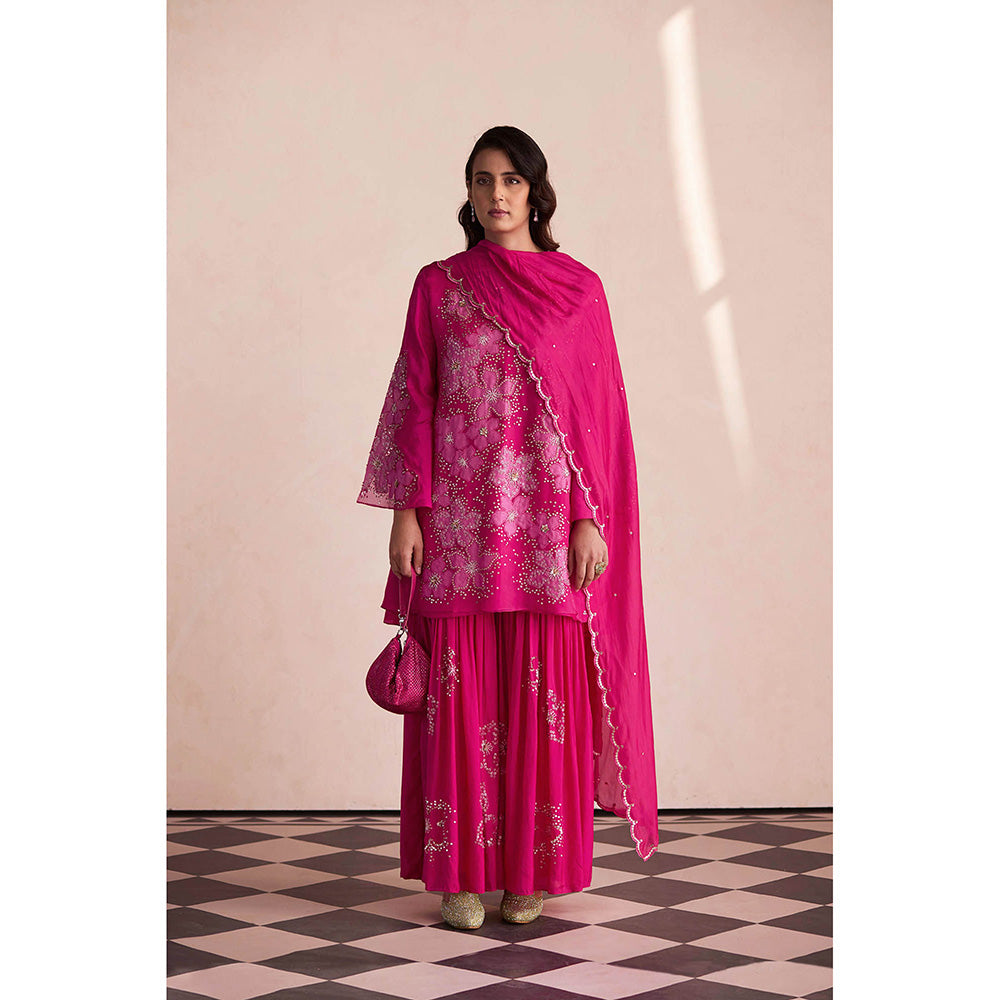 One Not Two Hot Pink Sharara with Kurti and Slip (Set of 3)