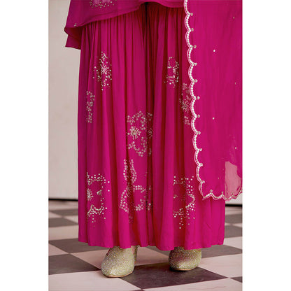 One Not Two Hot Pink Sharara with Kurti and Slip (Set of 3)