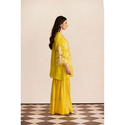 One Not Two Yellow Sharara with Kurti and Slip (Set of 3)