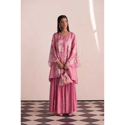 One Not Two Mauve Sharara with Kurti and Slip (Set of 3)