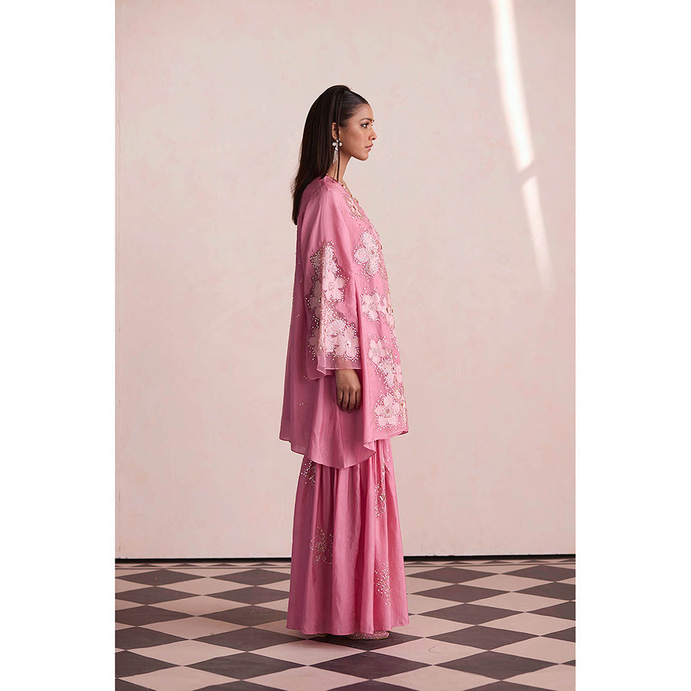 One Not Two Mauve Sharara with Kurti and Slip (Set of 3)