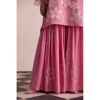 One Not Two Mauve Sharara with Kurti and Slip (Set of 3)