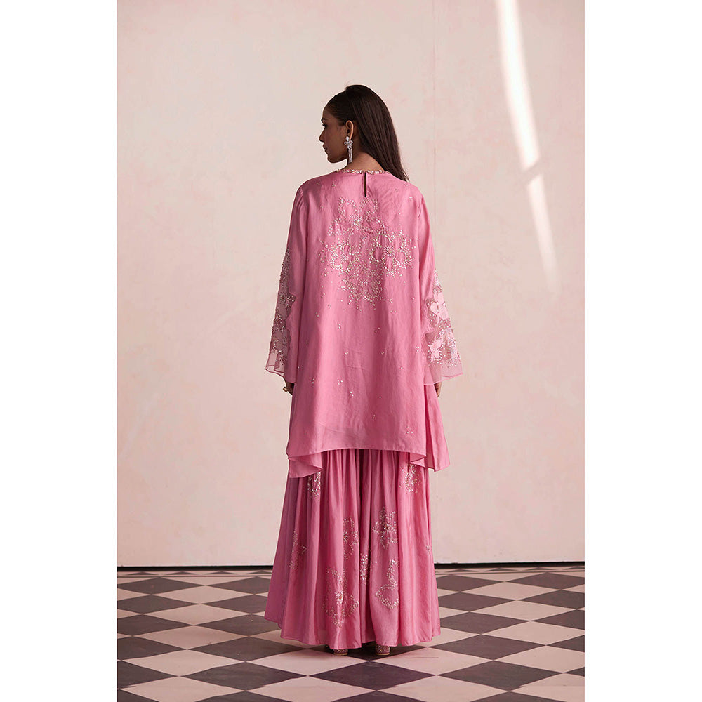 One Not Two Mauve Sharara with Kurti and Slip (Set of 3)