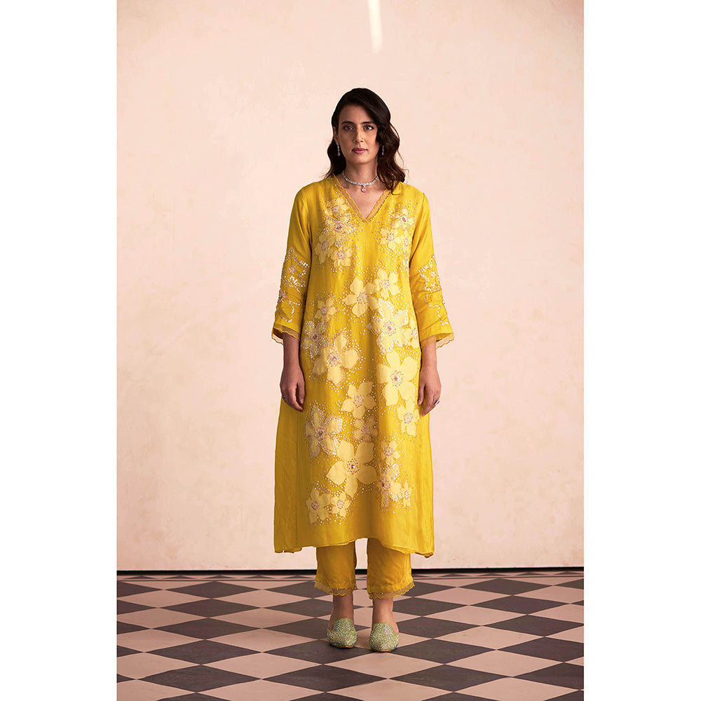 One Not Two Yellow Kurta with Slip and Pant (Set of 3)