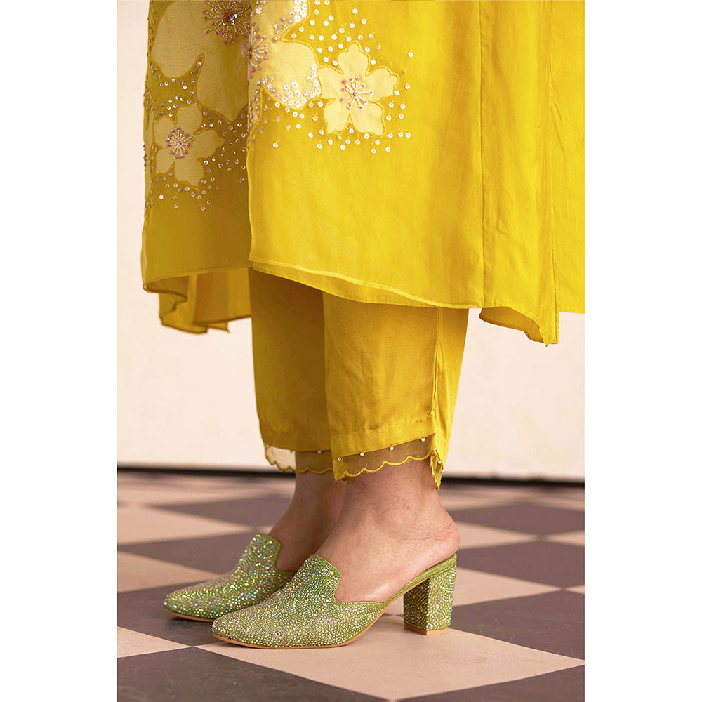 One Not Two Yellow Kurta with Slip and Pant (Set of 3)