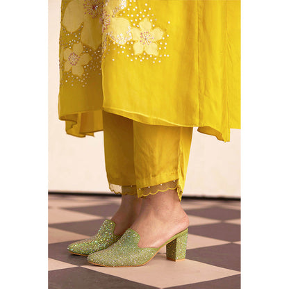 One Not Two Yellow Kurta with Slip and Pant (Set of 3)