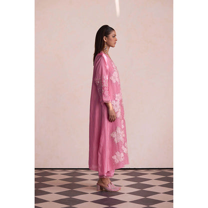 One Not Two Pink Kurta with Slip and Pant (Set of 3)