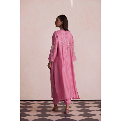 One Not Two Pink Kurta with Slip and Pant (Set of 3)