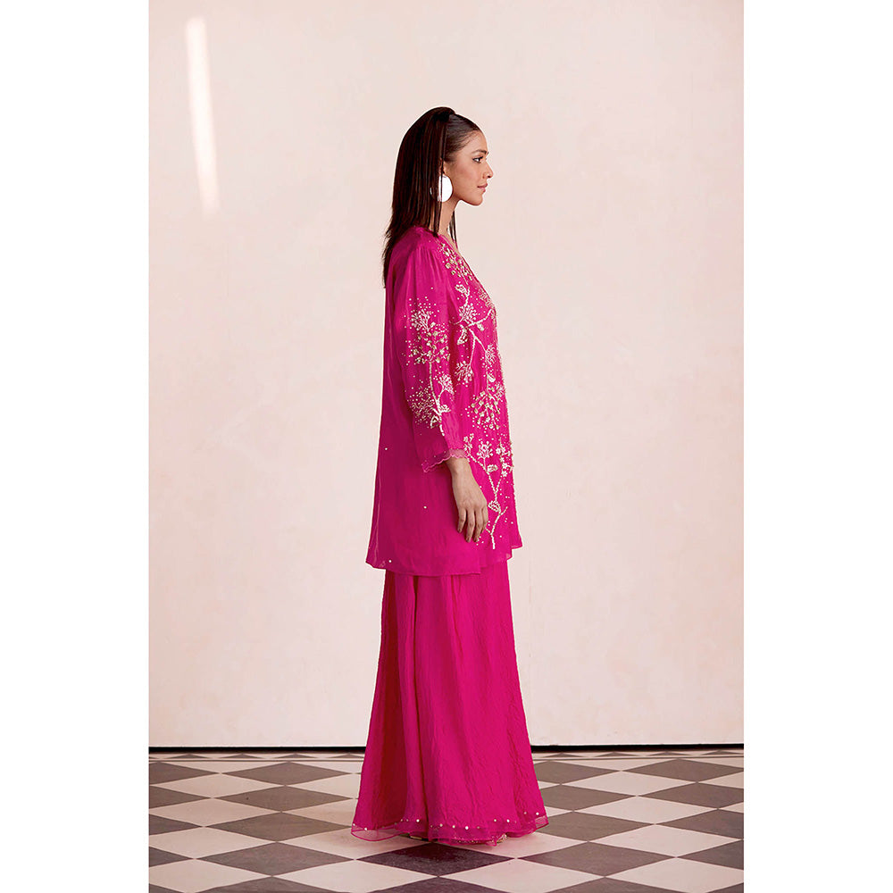 One Not Two Hot Pink Embroidered Sharara with Kurti (Set of 2)