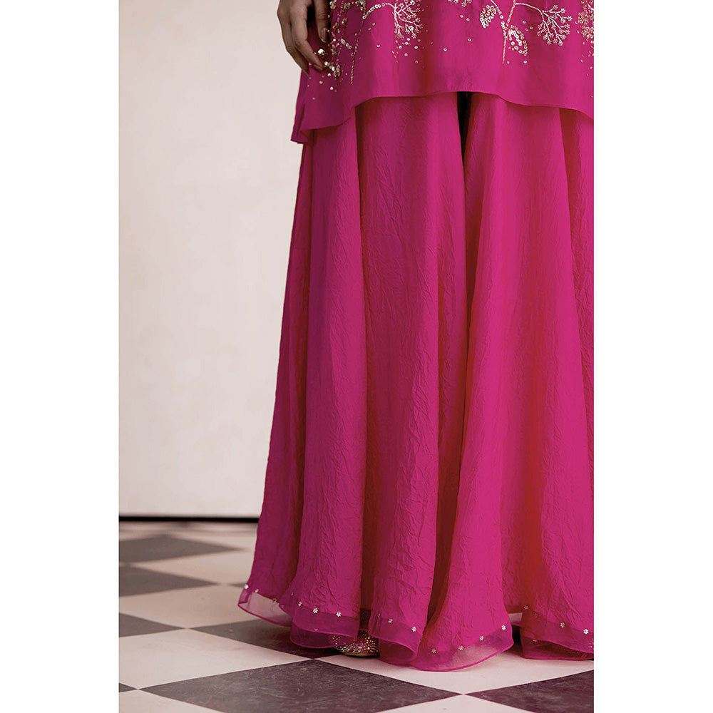 One Not Two Hot Pink Embroidered Sharara with Kurti (Set of 2)
