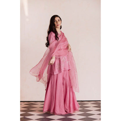 One Not Two Rose Pink Sharara with Kurti (Set of 2)