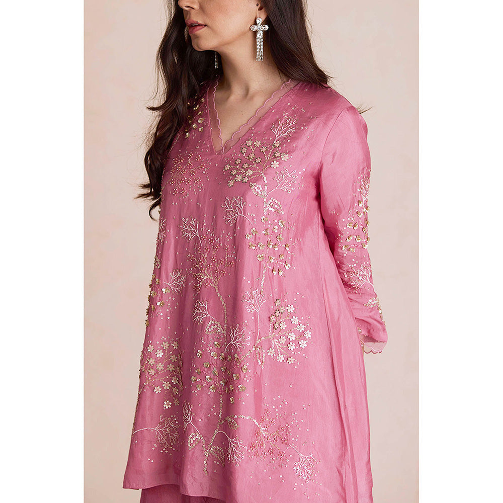 One Not Two Rose Pink Sharara with Kurti (Set of 2)