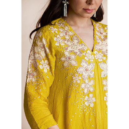 One Not Two Yellow Anarkali with Pant and Slip (Set of 3)