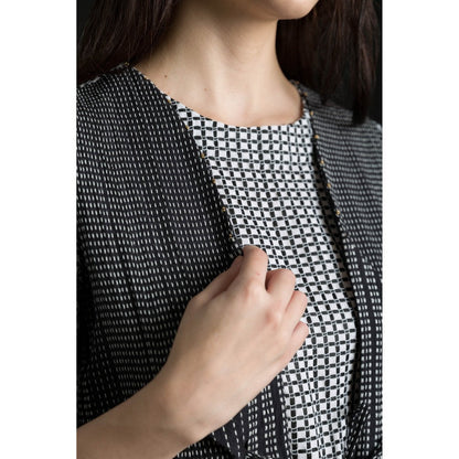 ORCR Tie Checks Three Fourth Sleeves Multi-Color Mini Dress