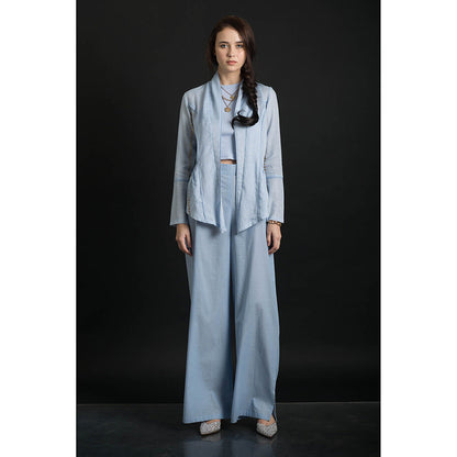 ORCR Carine Stripes Full Sleeves Blue Jacket