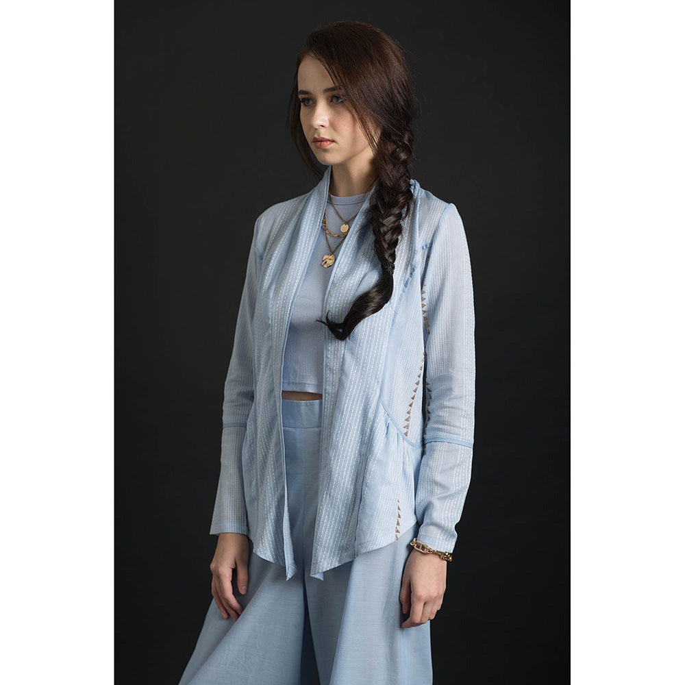 ORCR Carine Stripes Full Sleeves Blue Jacket