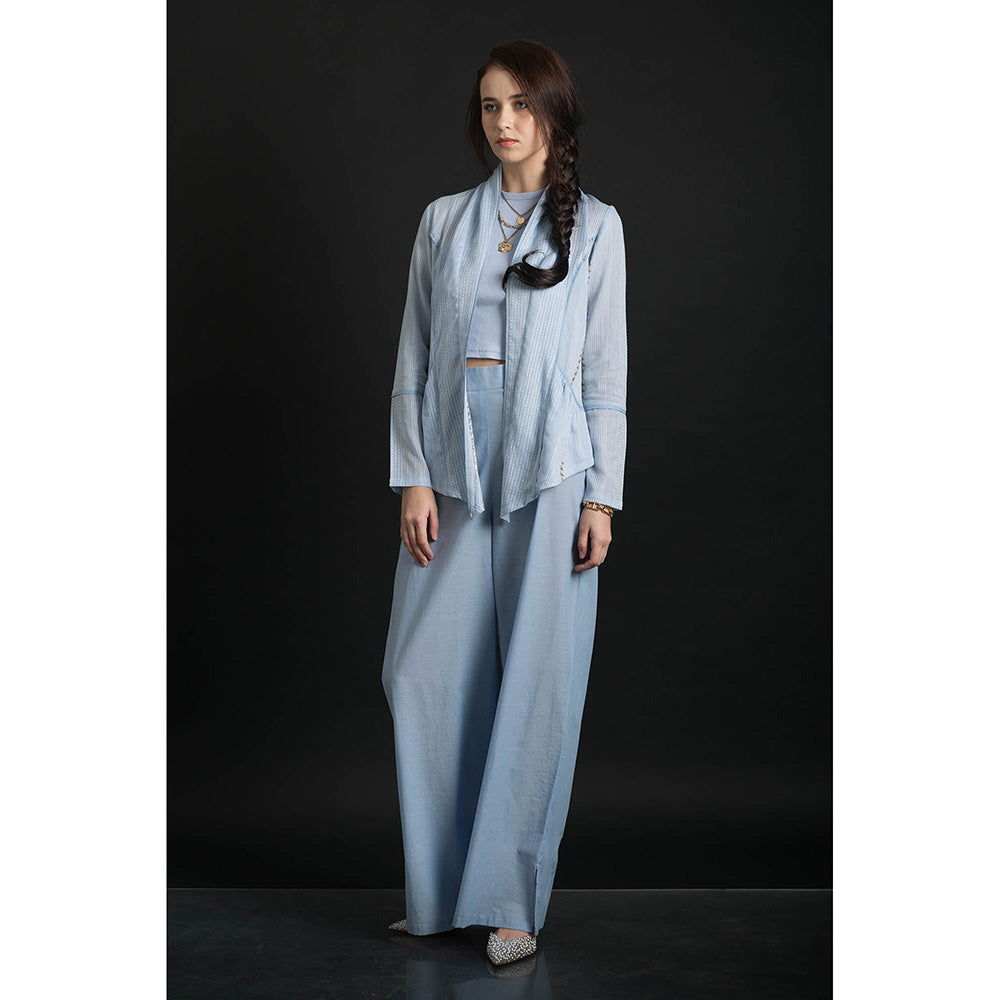 ORCR Carine Stripes Full Sleeves Blue Jacket