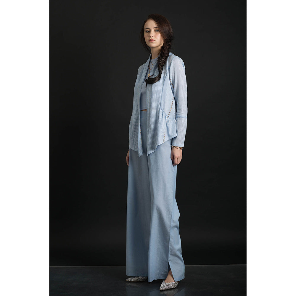 ORCR Carine Stripes Full Sleeves Blue Jacket