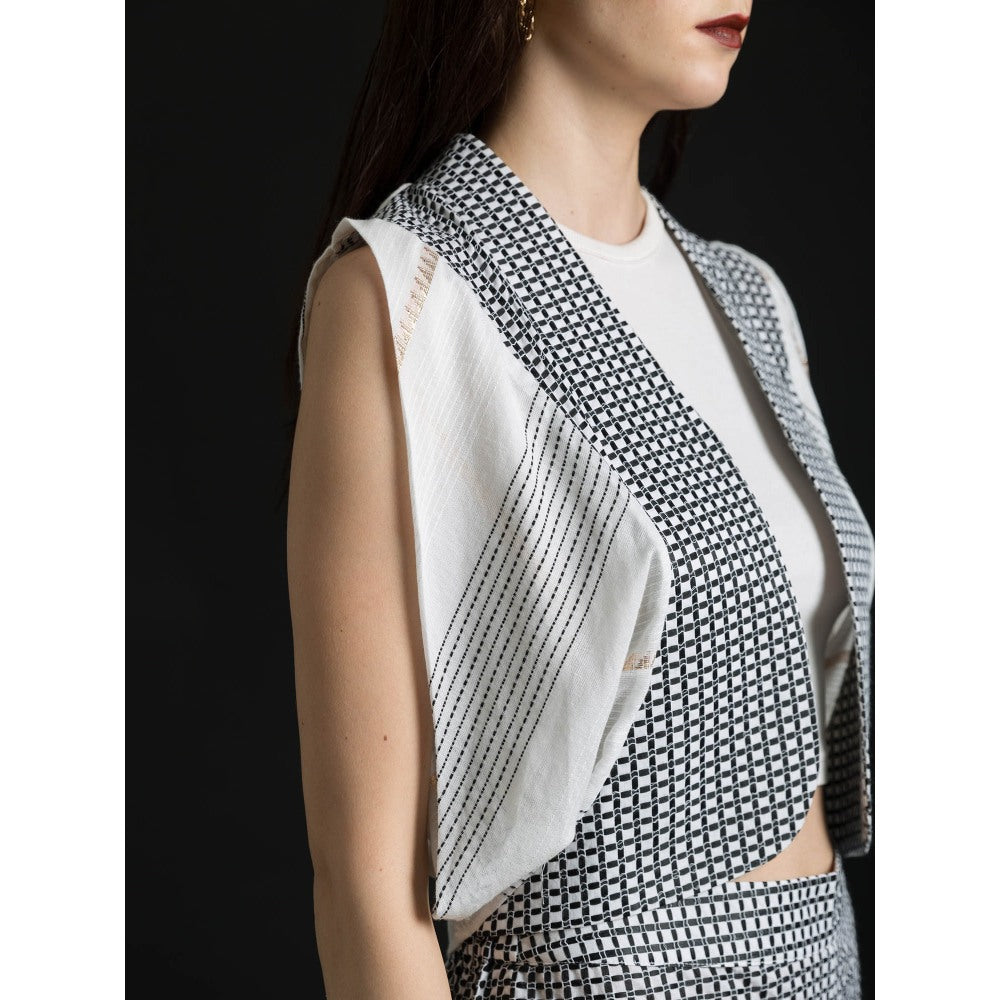 ORCR Bolero Checks Sleeveless Multi-Color Jacket