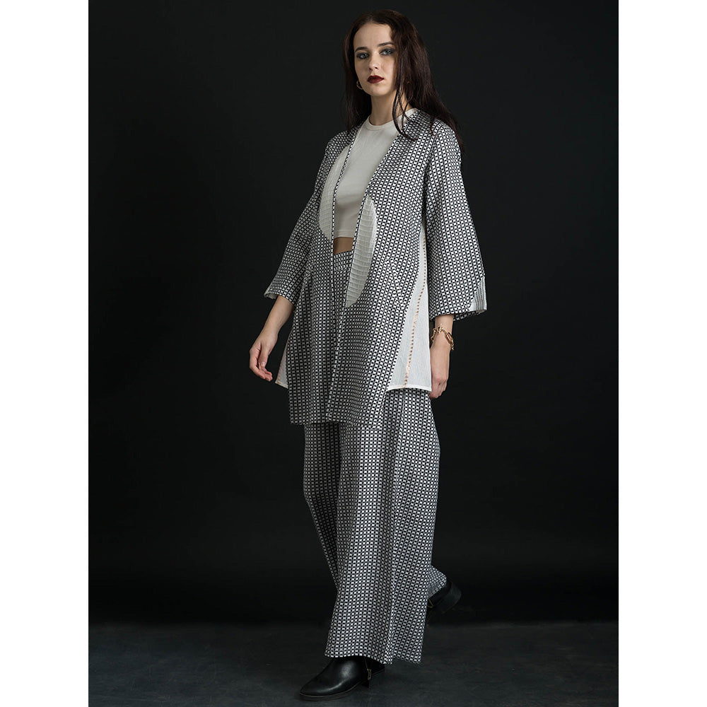 ORCR Curian Checks Three Fourth Sleeves Multi-Color Jacket with Pant (Set of 2)