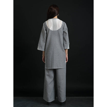 ORCR Curian Checks Three Fourth Sleeves Multi-Color Jacket with Pant (Set of 2)