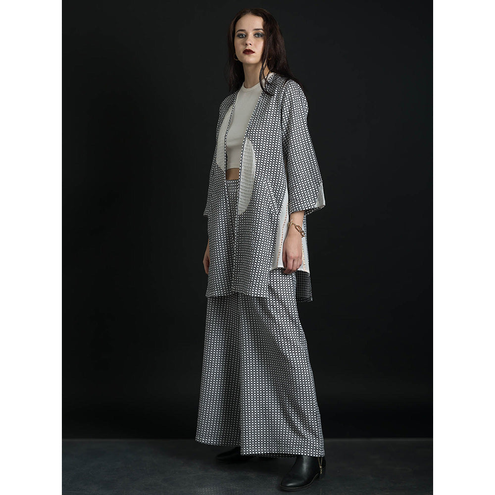 ORCR Curian Checks Three Fourth Sleeves Multi-Color Jacket with Pant (Set of 2)