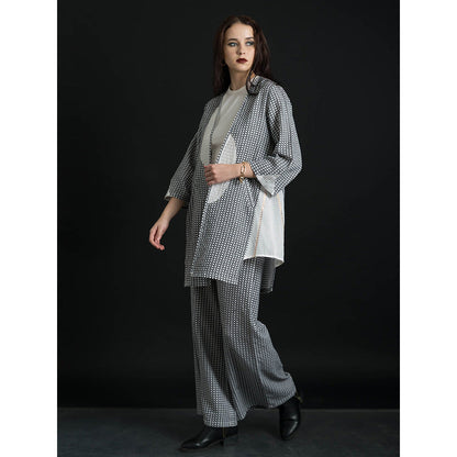 ORCR Curian Checks Three Fourth Sleeves Multi-Color Jacket with Pant (Set of 2)