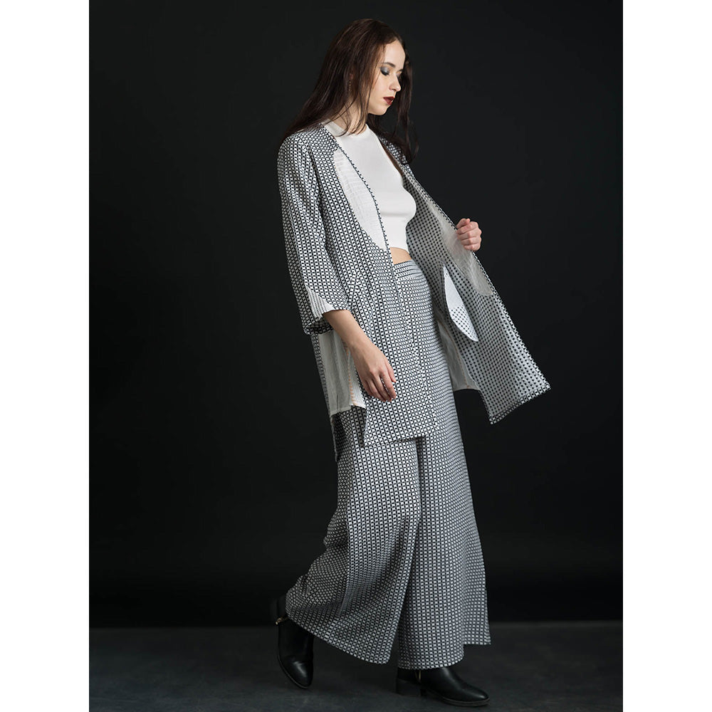 ORCR Curian Checks Three Fourth Sleeves Multi-Color Jacket with Pant (Set of 2)