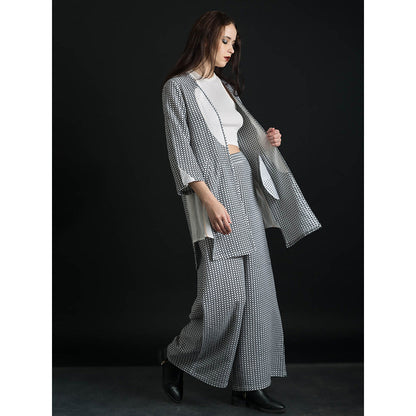 ORCR Curian Checks Three Fourth Sleeves Multi-Color Jacket with Pant (Set of 2)