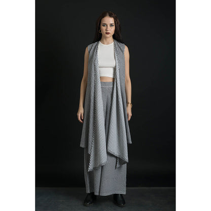 ORCR Bohom Checks Sleeveless Multi-Color Jacket with Pant (Set of 2)