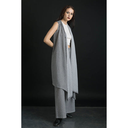 ORCR Bohom Checks Sleeveless Multi-Color Jacket with Pant (Set of 2)