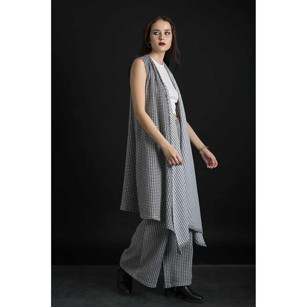 ORCR Bohom Checks Sleeveless Multi-Color Jacket with Pant (Set of 2)