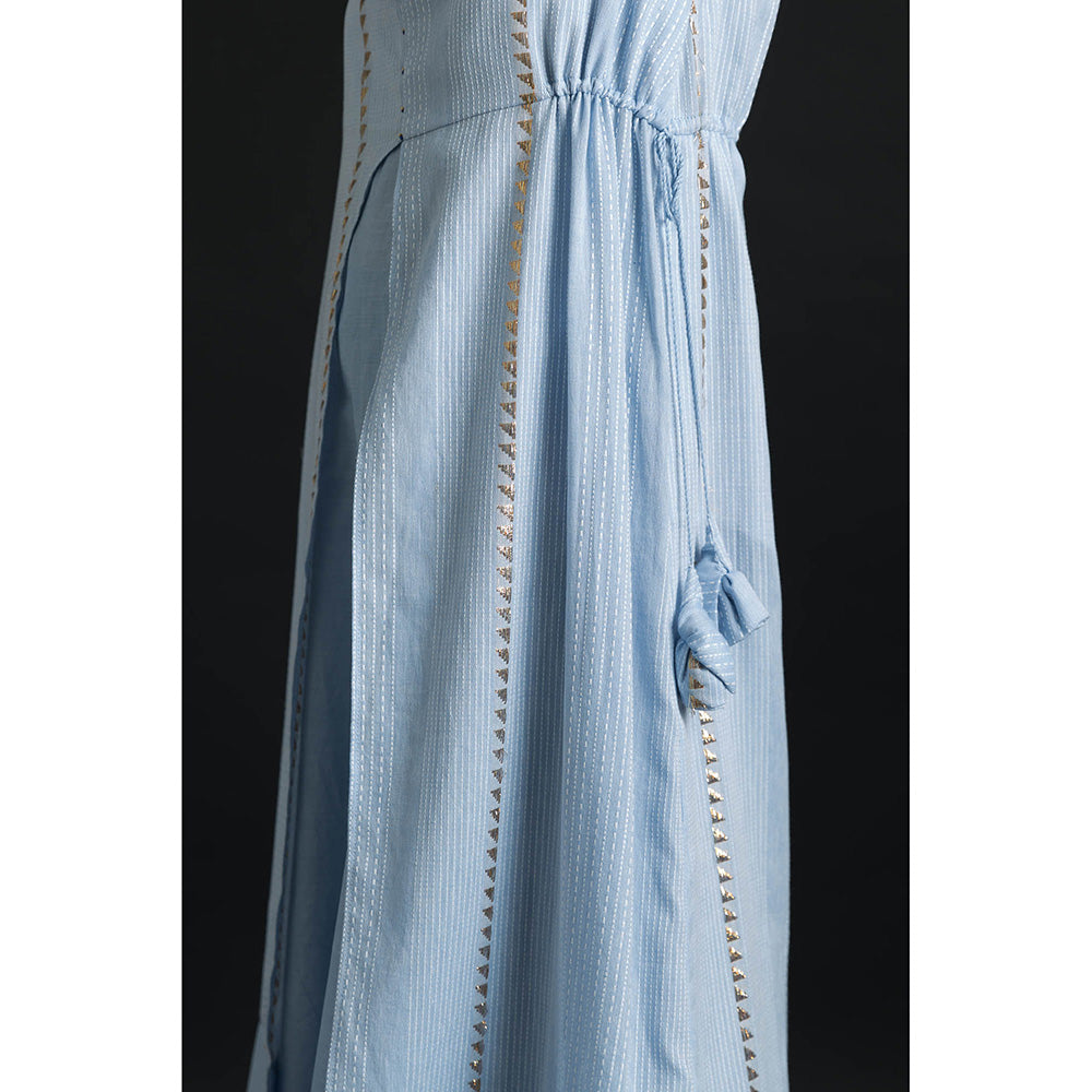 ORCR Timara Stripes Sleeveless Blue Top with Pant (Set of 2)