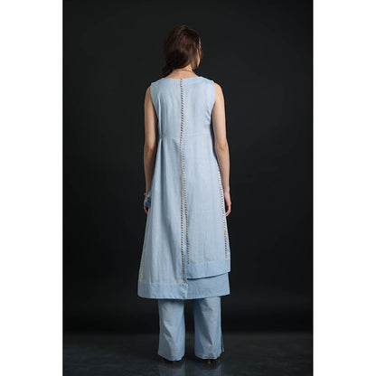 ORCR Timara Stripes Sleeveless Blue Top with Pant (Set of 2)