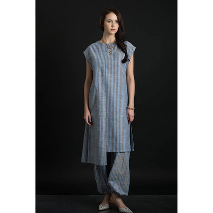 ORCR Kuish Stripes Cap Blue Top with Pant (Set of 2)