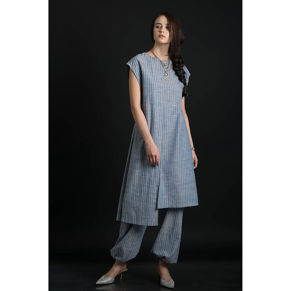 ORCR Kuish Stripes Cap Blue Top with Pant (Set of 2)