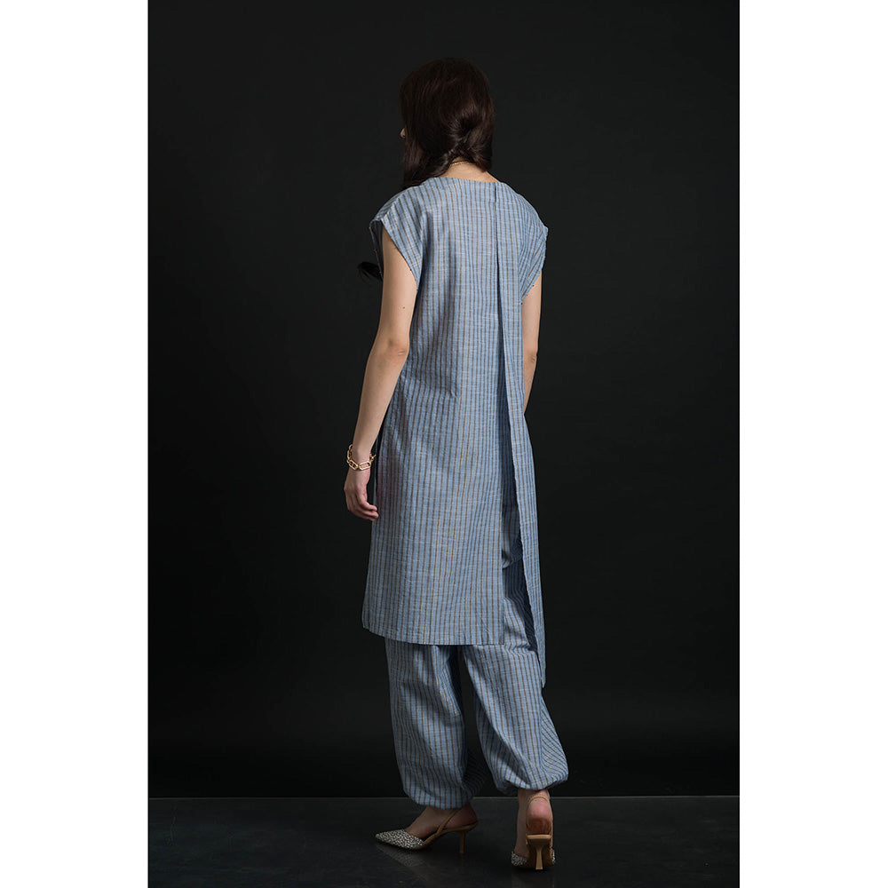 ORCR Kuish Stripes Cap Blue Top with Pant (Set of 2)