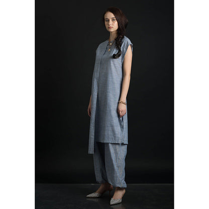 ORCR Kuish Stripes Cap Blue Top with Pant (Set of 2)