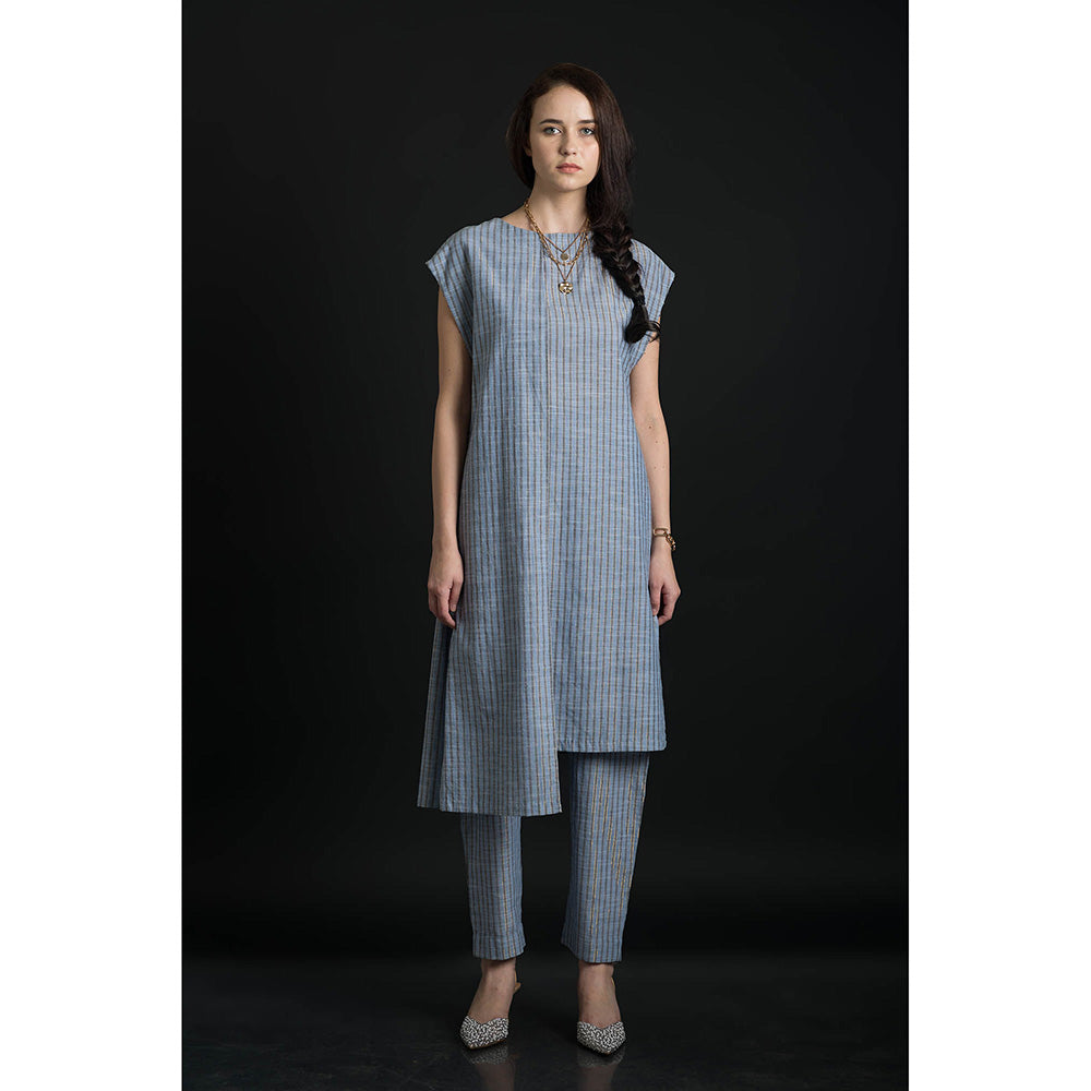 ORCR Kuish Stripes Cap Blue Top with Pant (Set of 2)