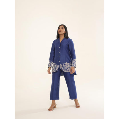 ORIGANI Blue Floral Iris Illusion Co-Ord (Set of 2)