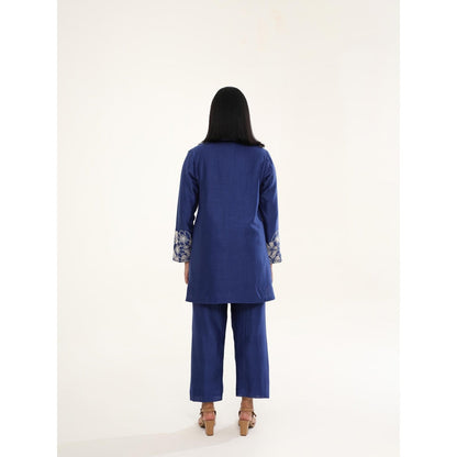 ORIGANI Blue Floral Iris Illusion Co-Ord (Set of 2)