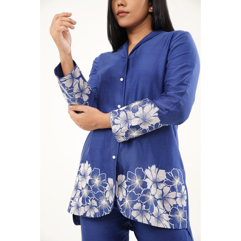 ORIGANI Blue Floral Iris Illusion Co-Ord (Set of 2)