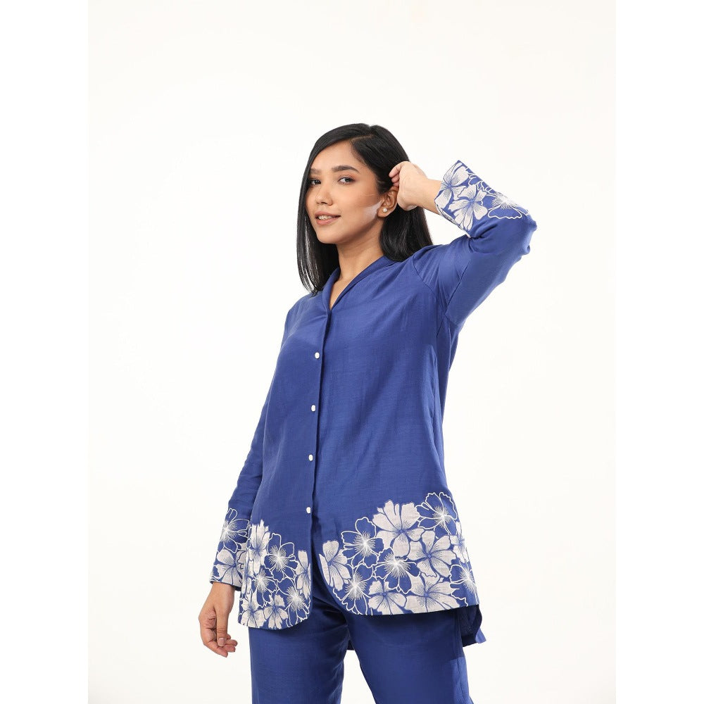 ORIGANI Blue Floral Iris Illusion Co-Ord (Set of 2)