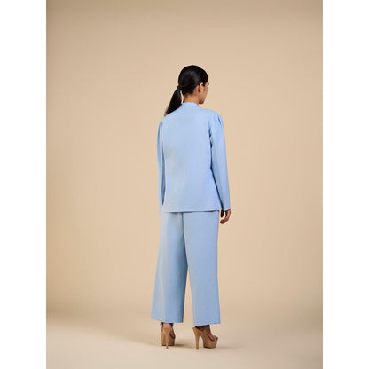 ORIGANI Blue Solid Cornflower Co-Ord (Set of 2)