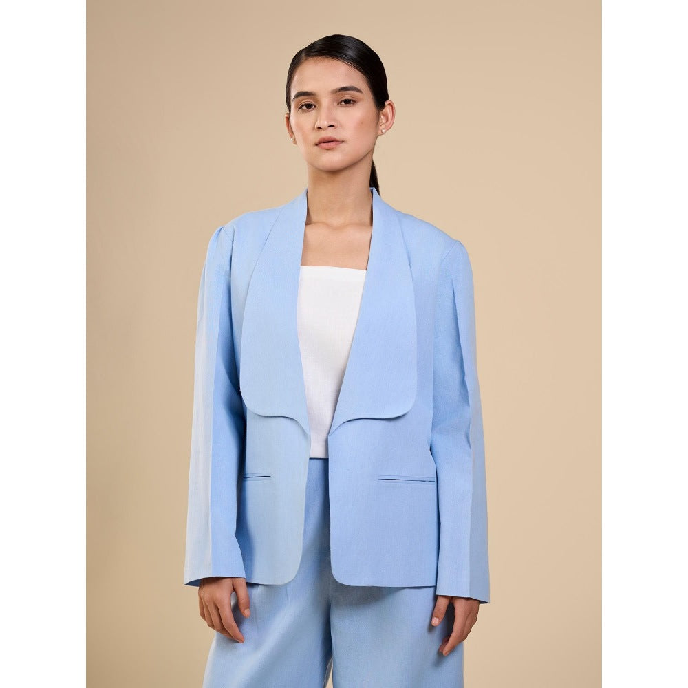 ORIGANI Blue Solid Cornflower Co-Ord (Set of 2)