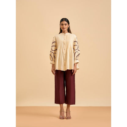 ORIGANI Ivory Royal Embrace Embroidered Top and Pant (Set of 2)