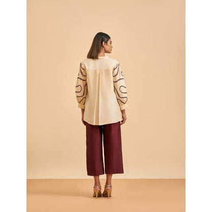 ORIGANI Ivory Royal Embrace Embroidered Top and Pant (Set of 2)