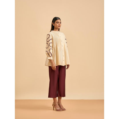 ORIGANI Ivory Royal Embrace Embroidered Top and Pant (Set of 2)